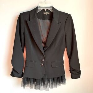 La Rok Gothic Fairy Princess Black Blazer with Tulle Hem Women's size XS